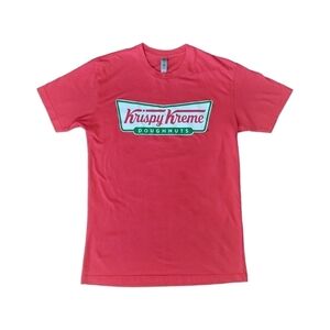 Women's Krispy Kreme Red Short Sleeve Crew Neck Logo Tee Size S Cotton Blend